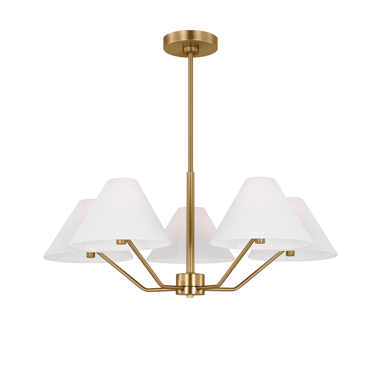 Wallace 5 Light Chandelier 30", Satin Brass