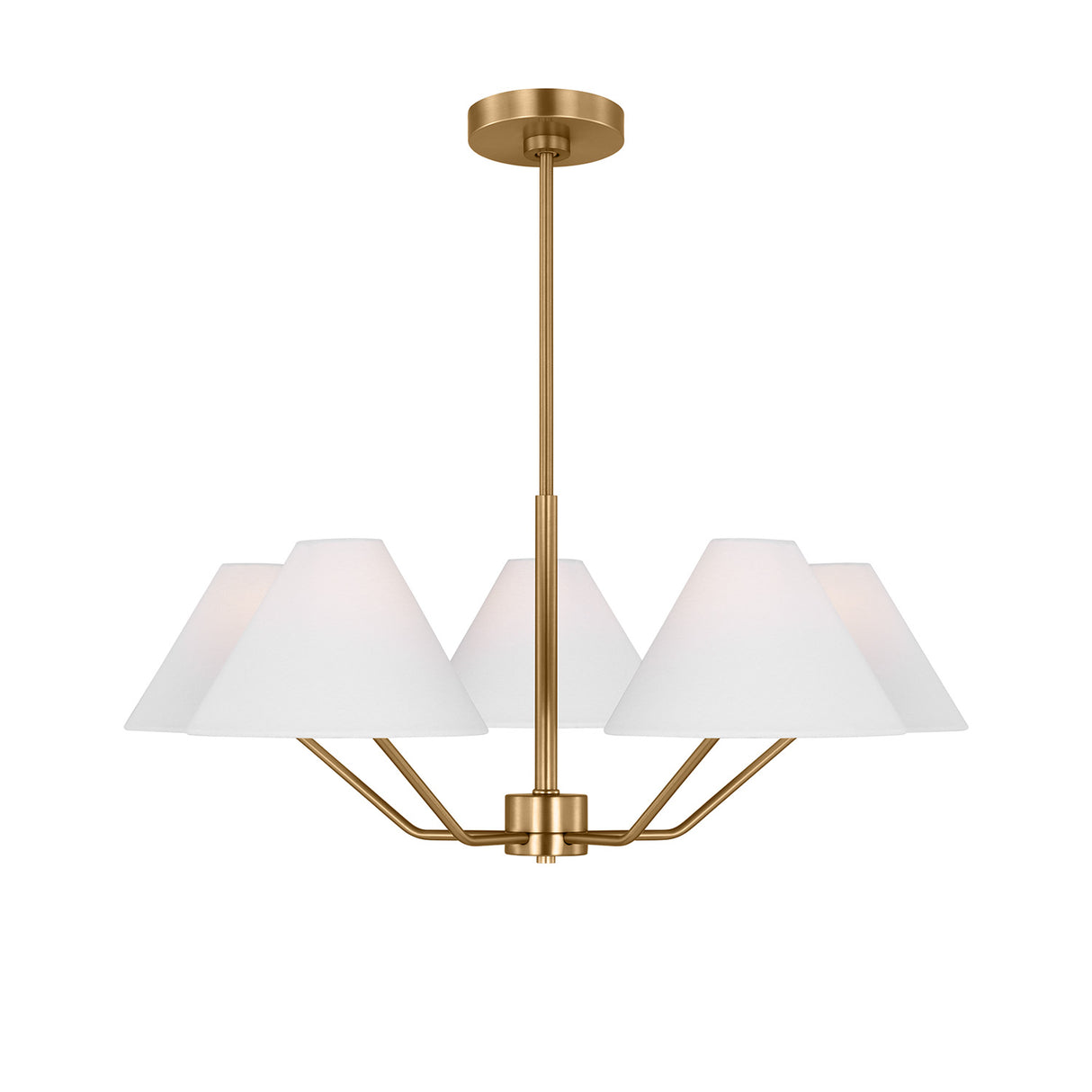 Wallace 5 Light Chandelier 30", Satin Brass