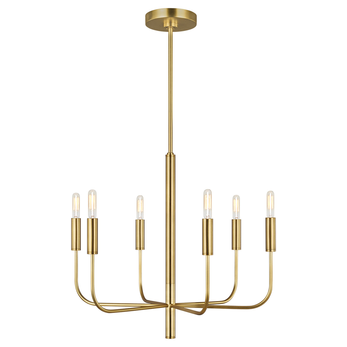 Thayer 6 Light Chandelier 24", Modern Brass