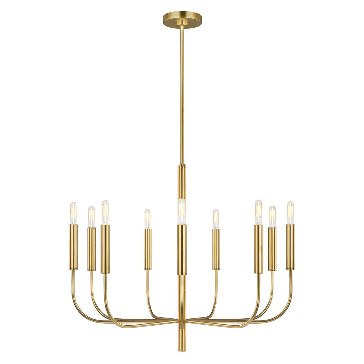 Thayer 9 Light Chandelier 30", Modern Brass