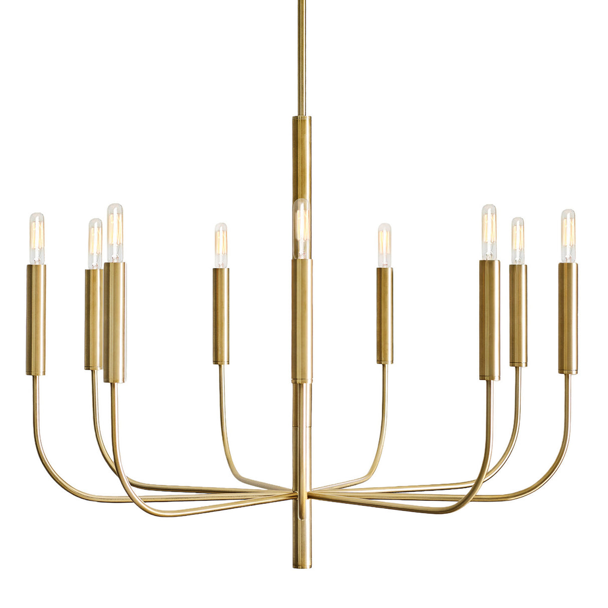 Thayer 9 Light Chandelier 30", Modern Brass