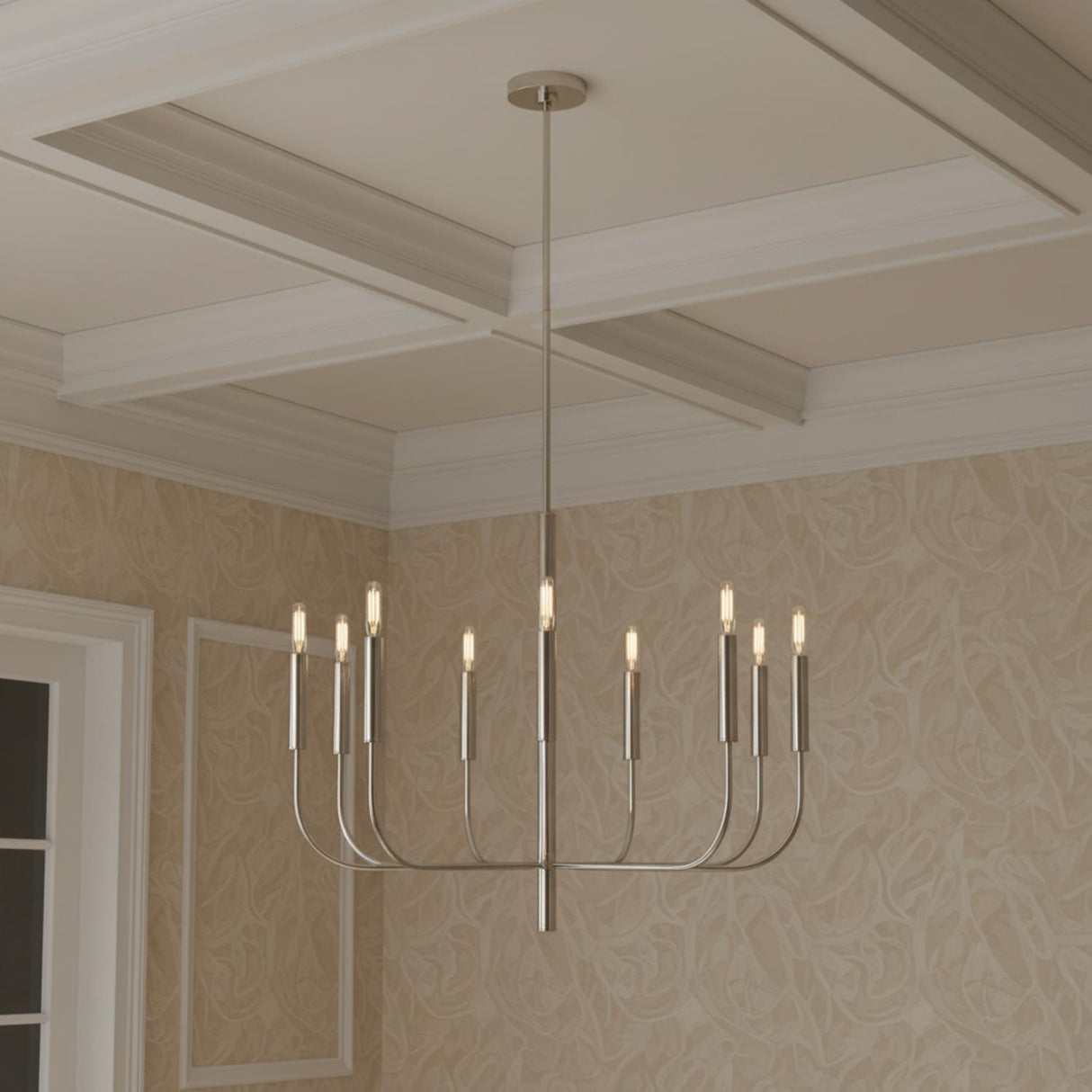 Thayer 9 Light Chandelier 30", Polished Nickel