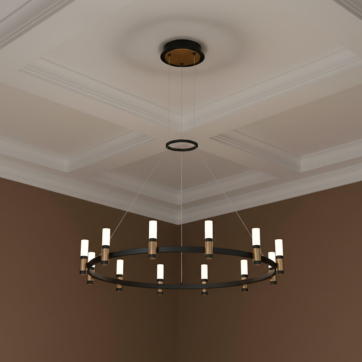 Roscoe 12 Light LED Chandelier 32" for Modern home with Brown Walls