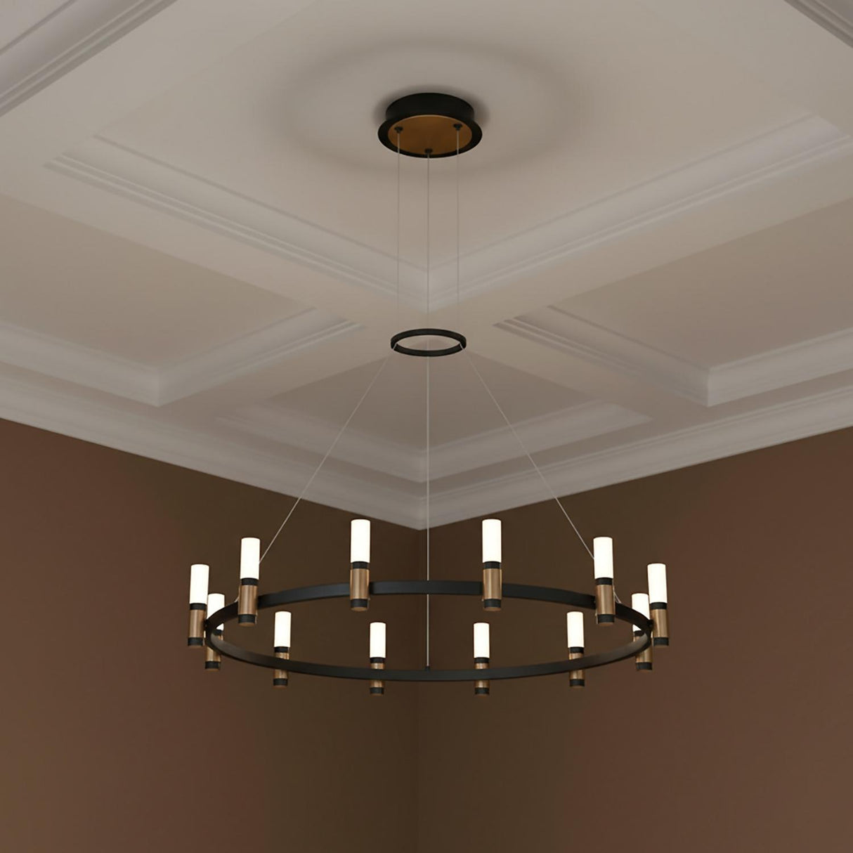 Roscoe 12 Light LED Chandelier 32", Black and Brass