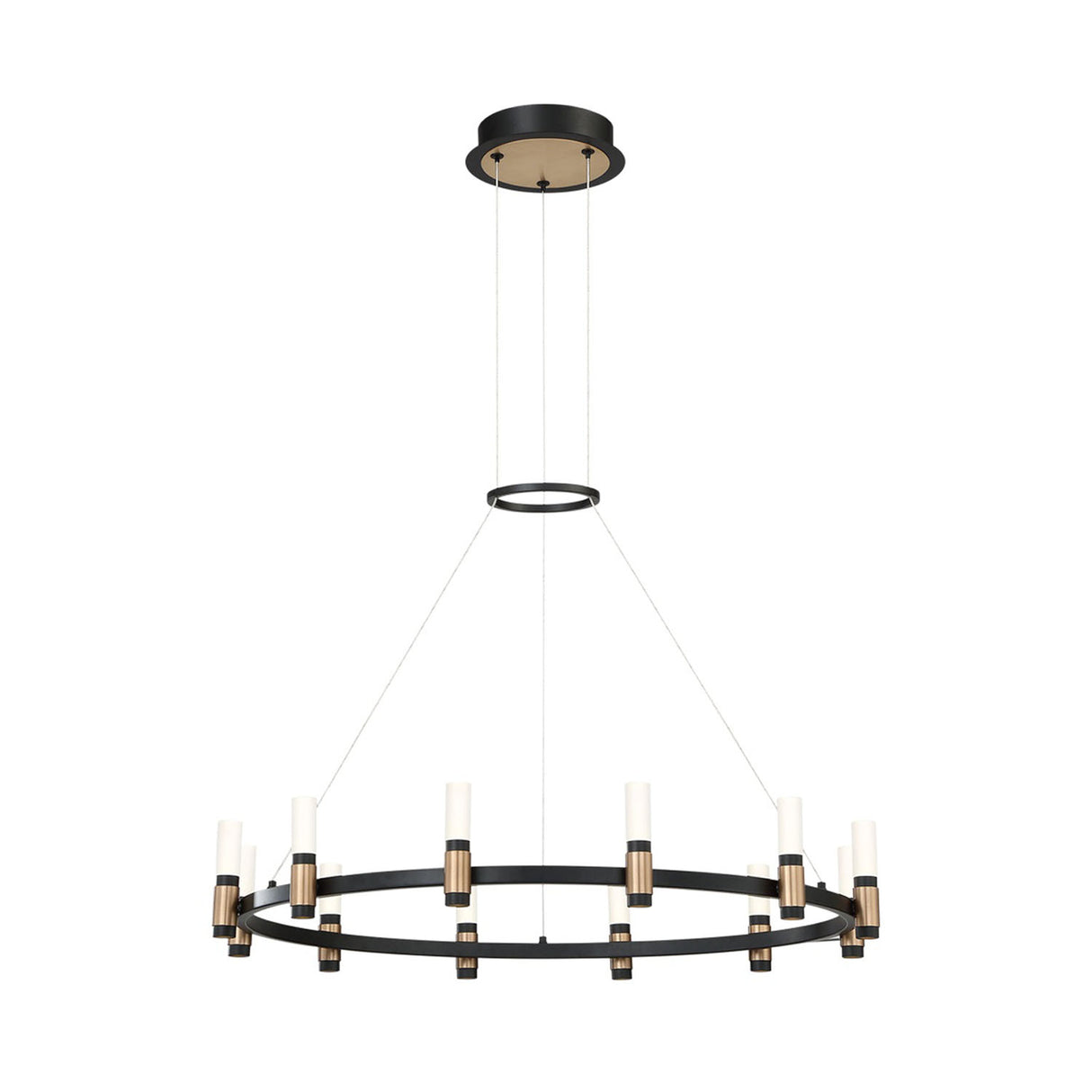 Roscoe 12 Light LED Chandelier 32", Black and Brass