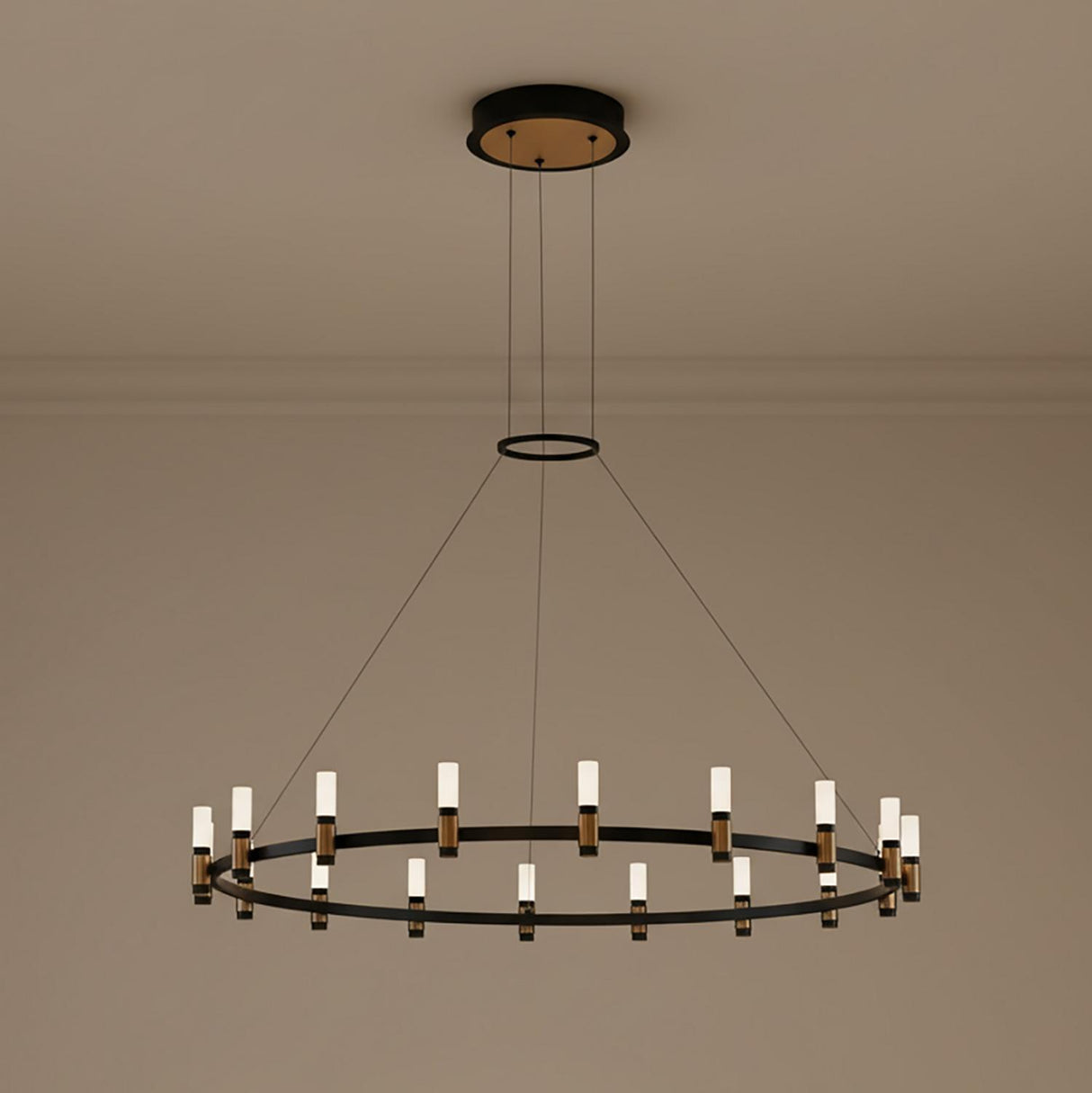 Roscoe 18 Light LED Chandelier 45", Black and Brass