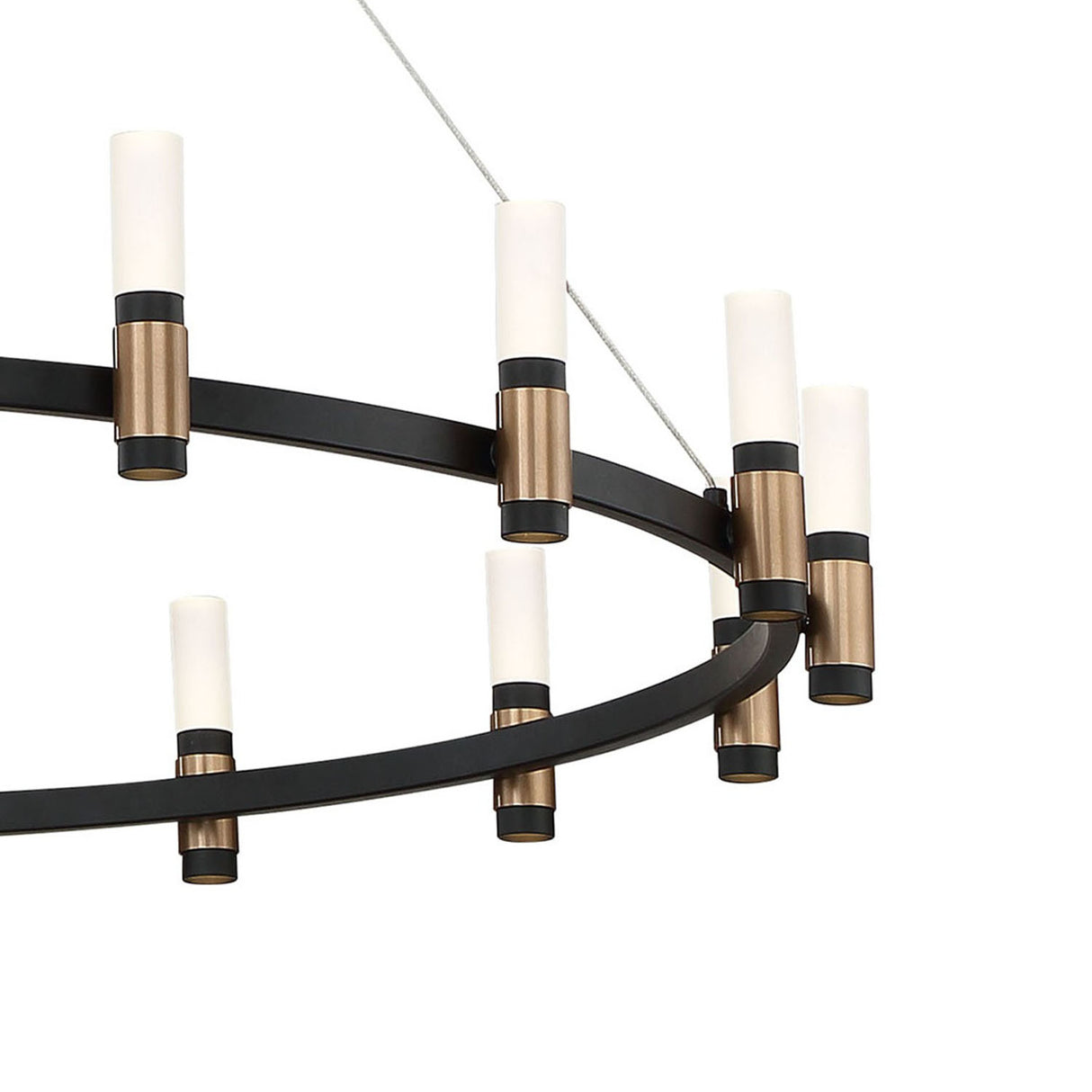 Roscoe 18 Light LED Chandelier 45", Black and Brass