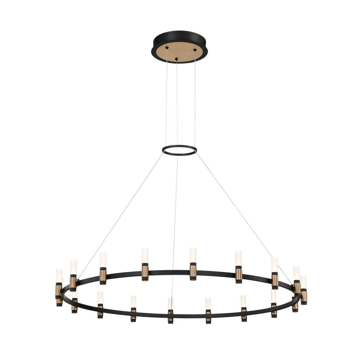 Roscoe 18 Light LED Chandelier 45", Black and Brass