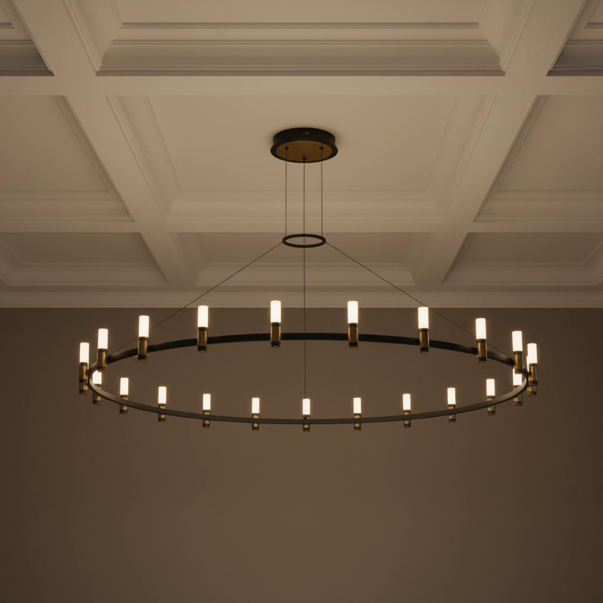 Roscoe 21 Light LED Chandelier 60", Black and Brass