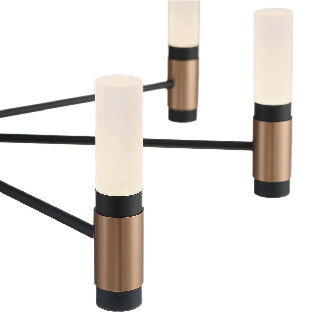 Roscoe 8 Light LED Chandelier 24", Black and Brass