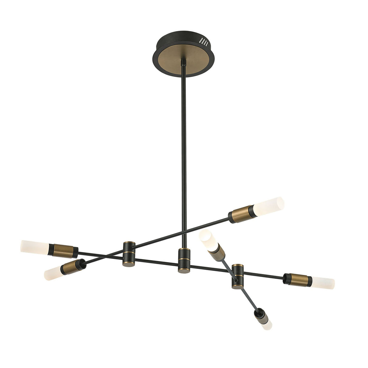 Roscoe 6 Light LED Chandelier 32", Black and Brass