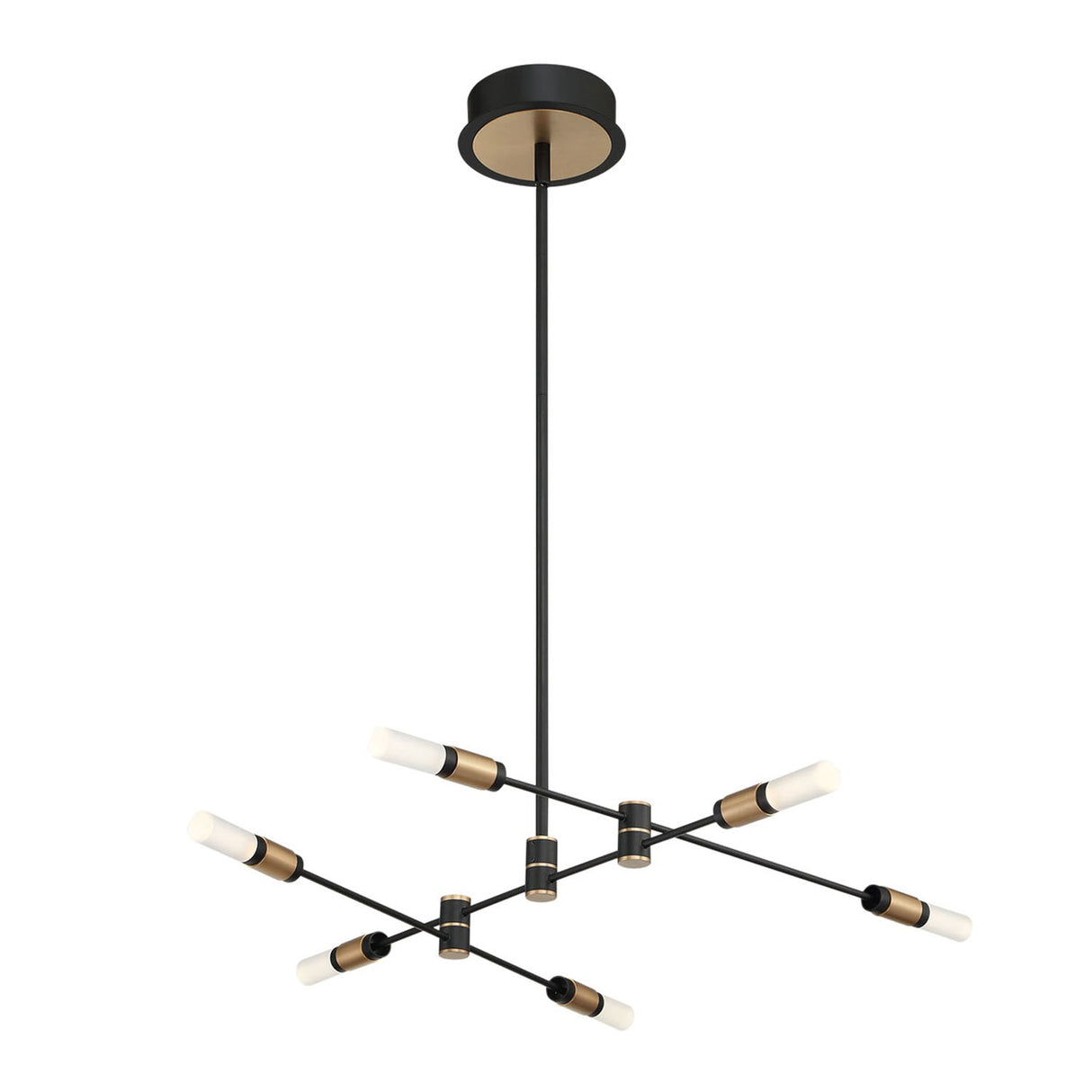 Roscoe 6 Light LED Chandelier 32", Black and Brass