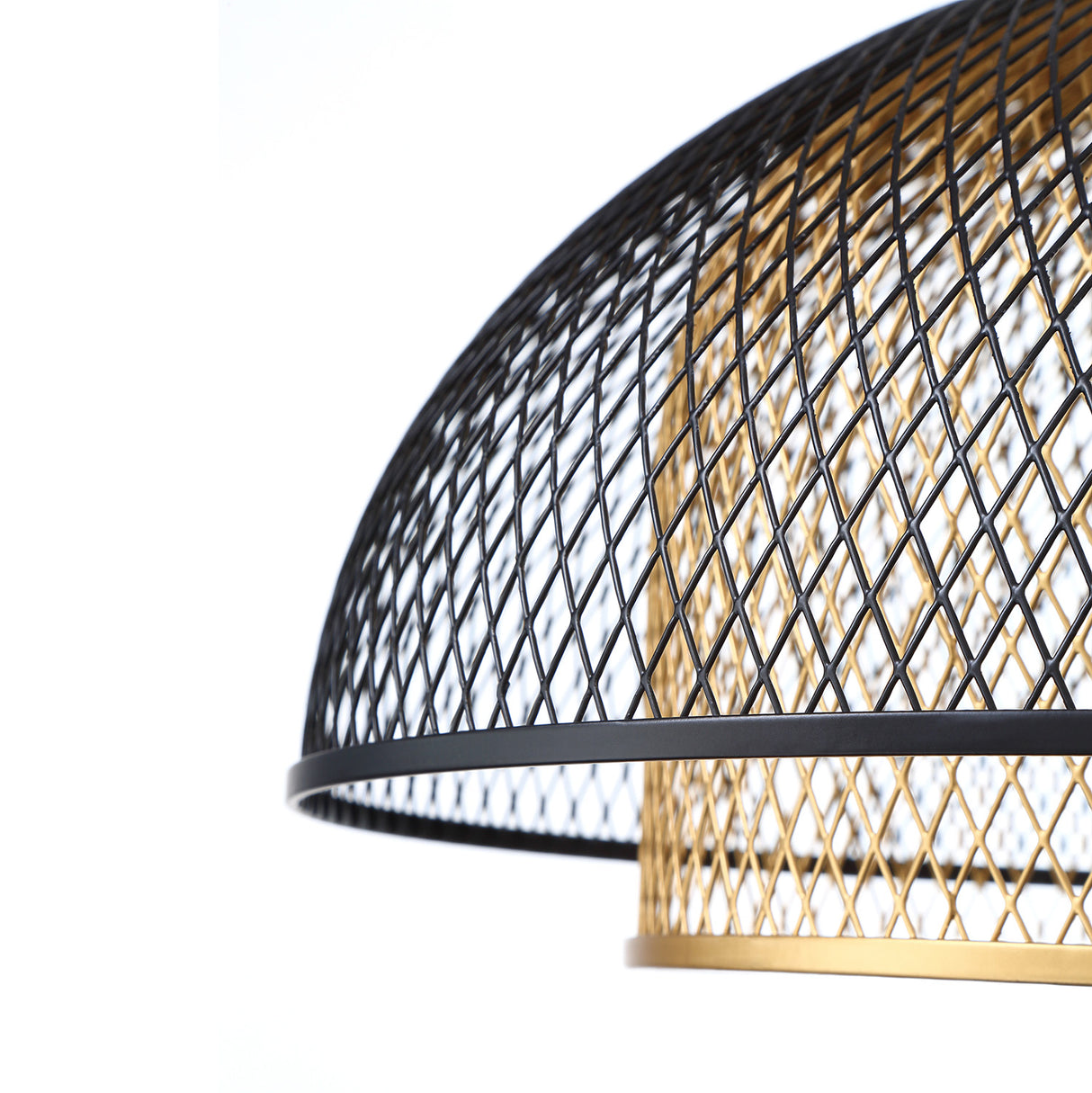 Tate LED Pendant 16", Matte Black and Brass