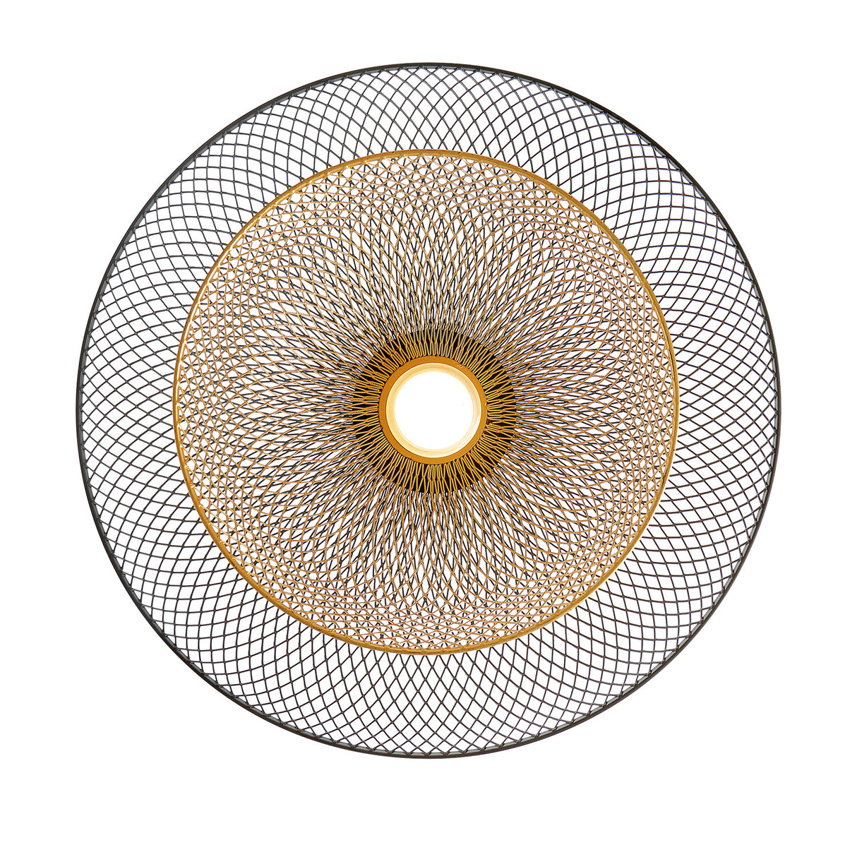 Tate LED Pendant 16", Matte Black and Brass