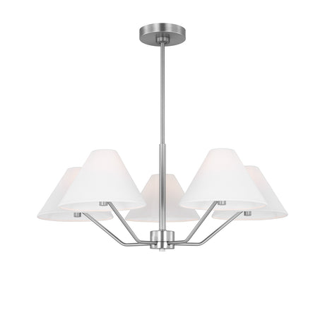 Wallace 5 Light Chandelier 30", Brushed Nickel