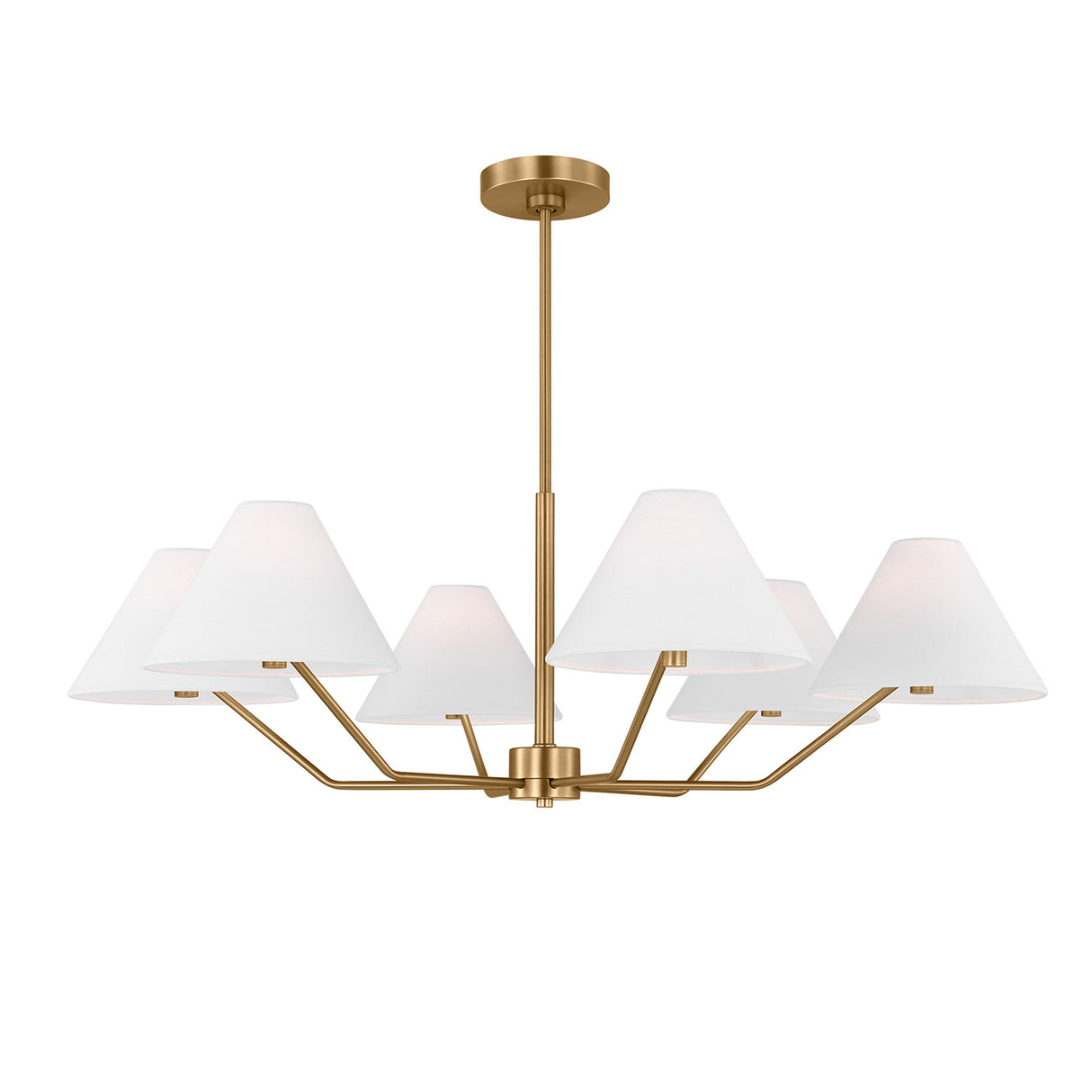 Wallace 6 Light Chandelier 38", Satin Brass