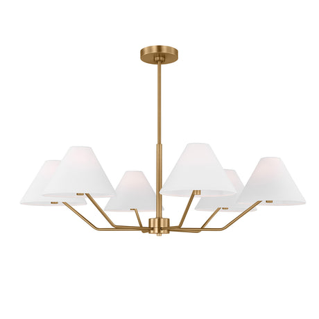 Wallace 6 Light Chandelier 38", Satin Brass
