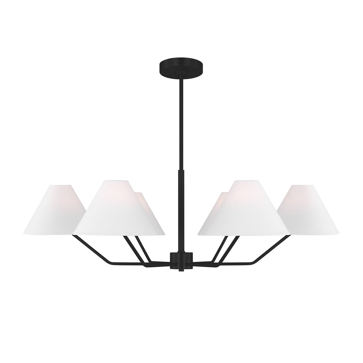 Wallace 6 Light Chandelier 38", Matte Black