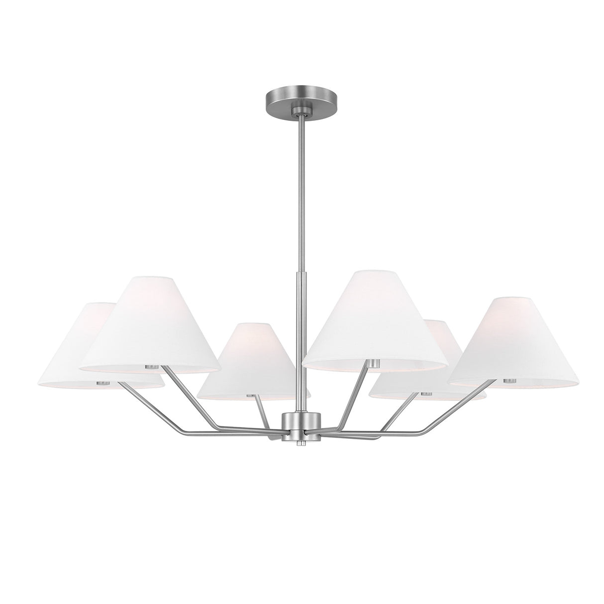 Wallace 6 Light Chandelier 38", Brushed Nickel