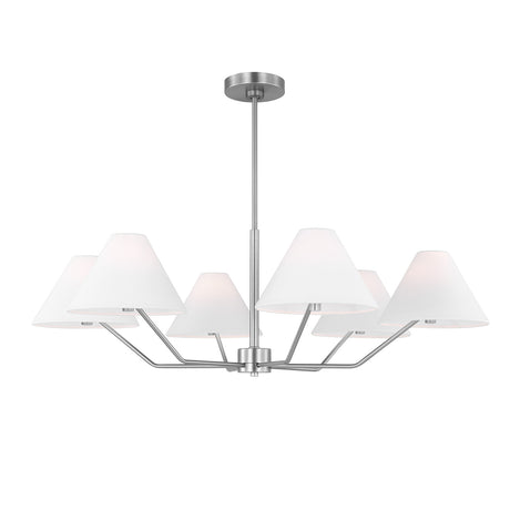 Wallace 6 Light Chandelier 38", Brushed Nickel