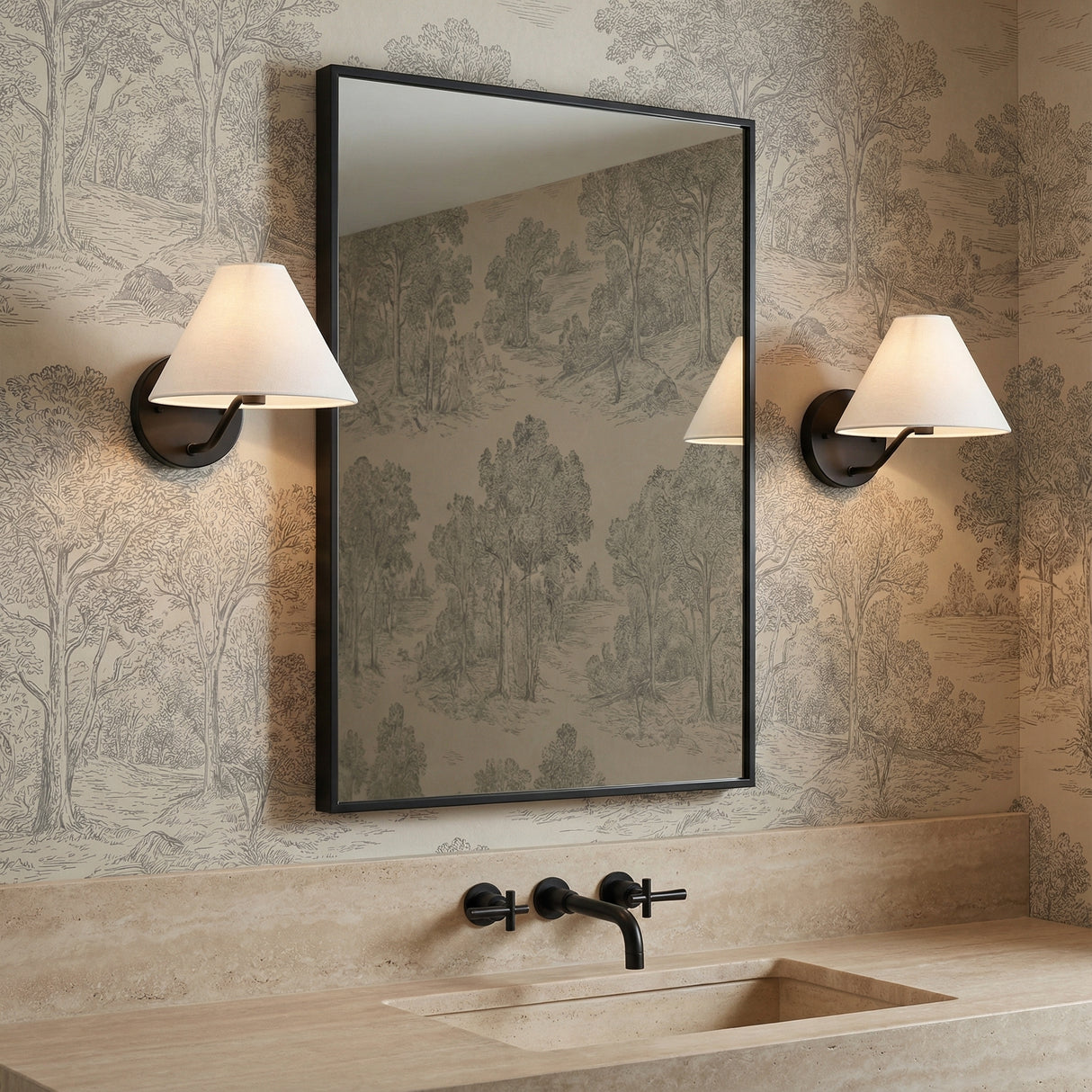 Wallace Wall Sconce 8", Matte Black for Transitional home with Neutral Wallpaper