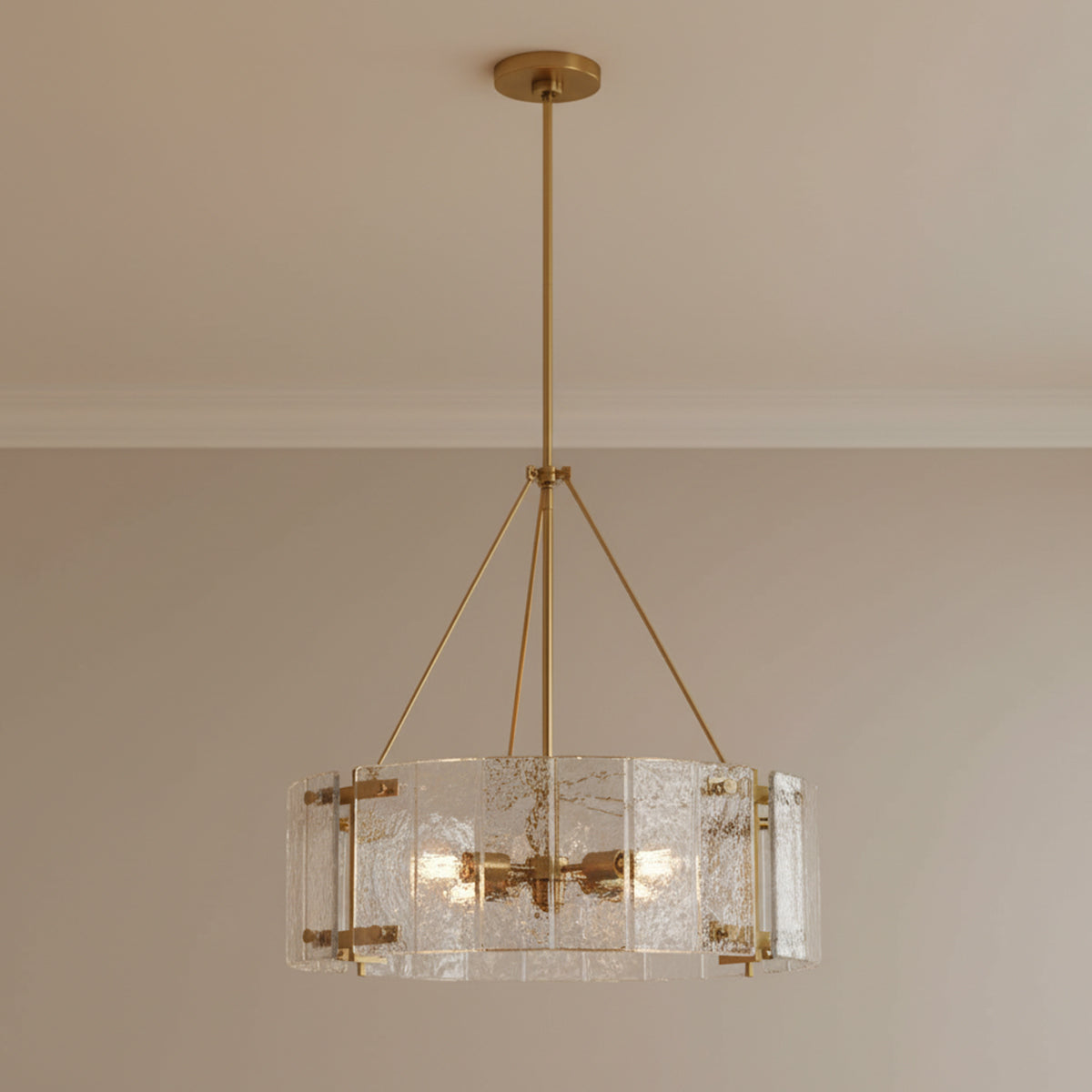 Winslow Chandelier 24", Modern Brass for Modern home with Warm Beige walls