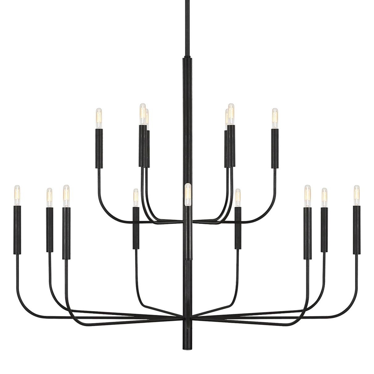 Thayer 15 Light Two-Tier Chandelier 49", Antique Iron