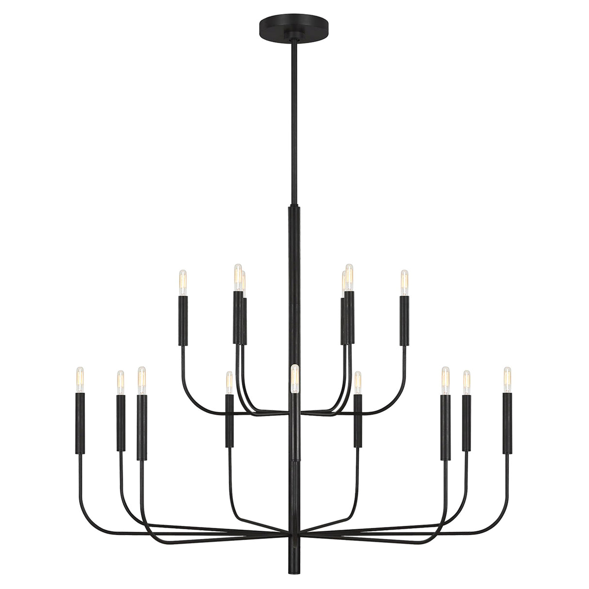 Thayer 15 Light Two-Tier Chandelier 49", Antique Iron