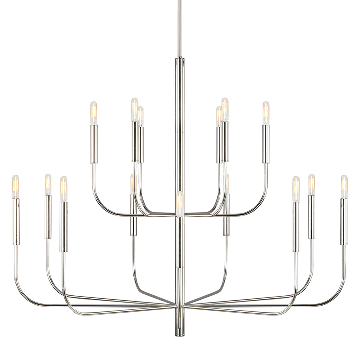 Thayer 15 Light Two-Tier Chandelier 49", Polished Nickel