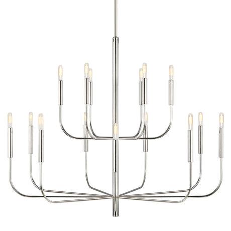 Thayer 15 Light Two-Tier Chandelier 49", Polished Nickel