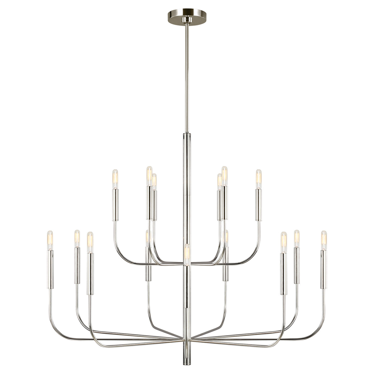 Thayer 15 Light Two-Tier Chandelier 49", Polished Nickel