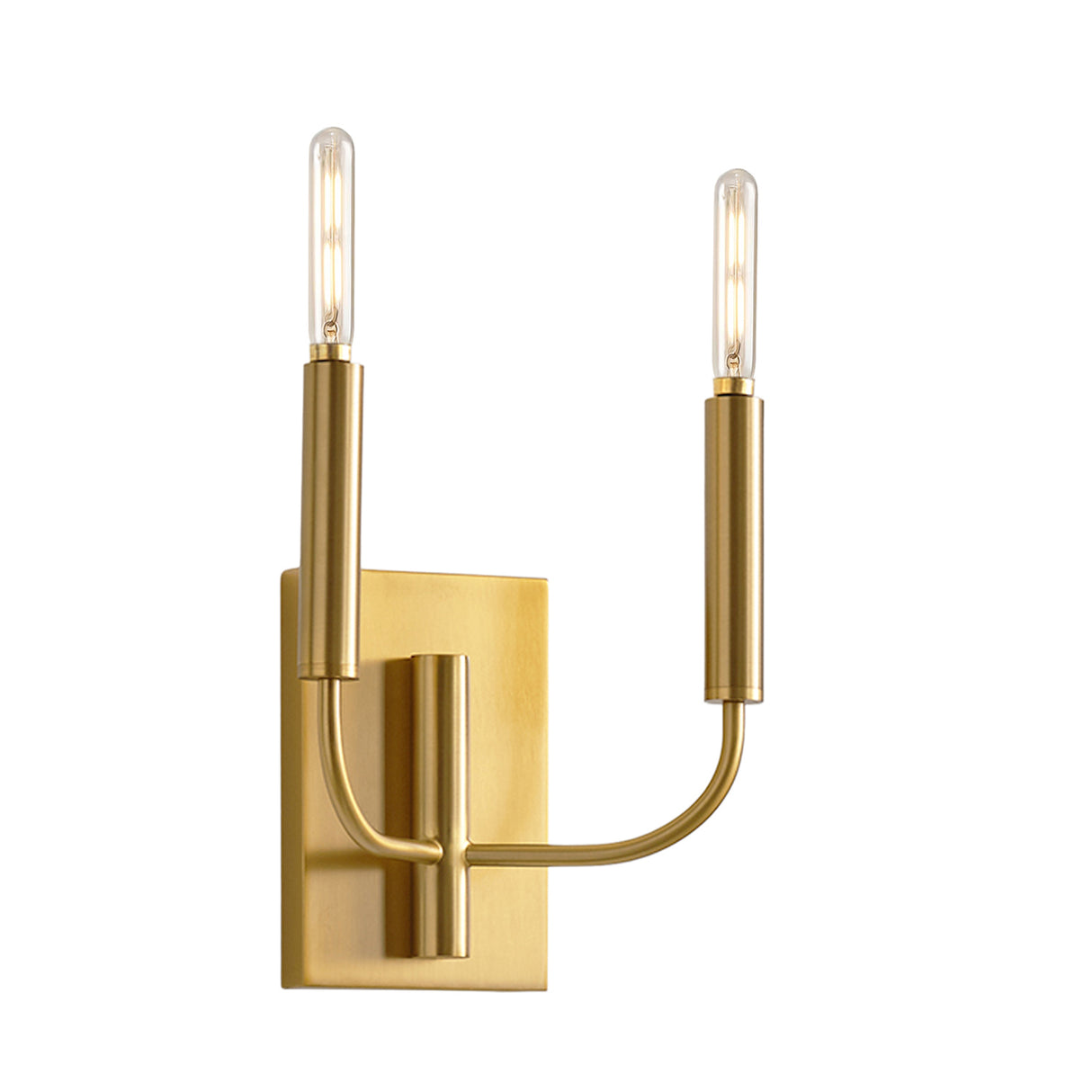 Thayer Double Wall Sconce 14", Modern Brass