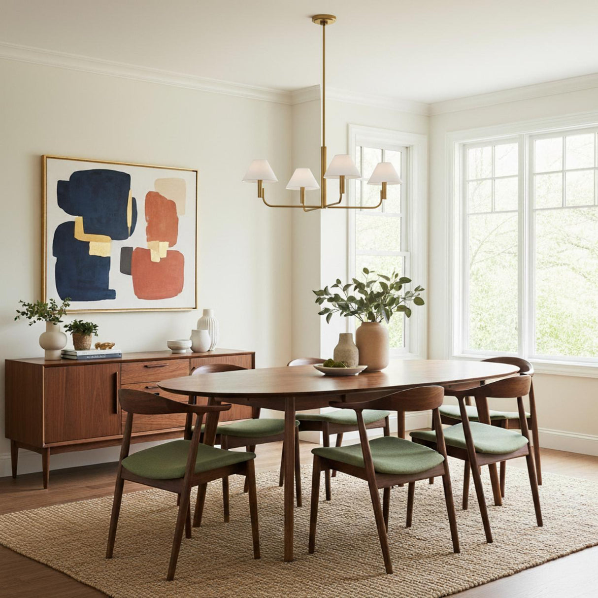 Altair 4 Light Chandelier 34", Modern Brass