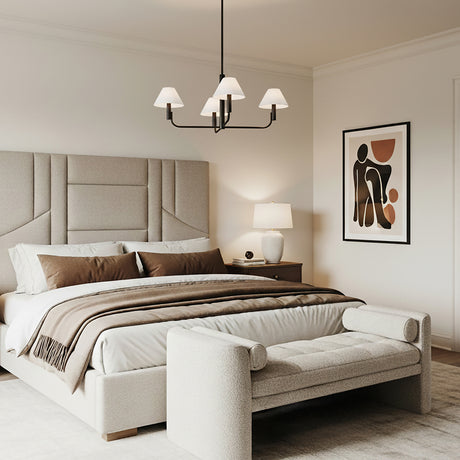 Altair 4 Light Chandelier 34" for Modern home with Beige Upholstery