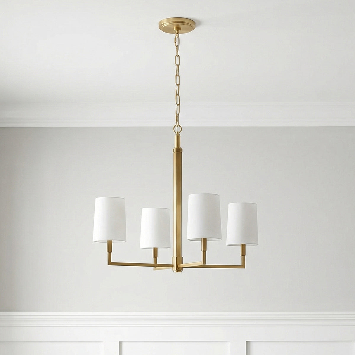 Andrew 4 Light Chandelier 27" for Modern home with White Paneled Walls