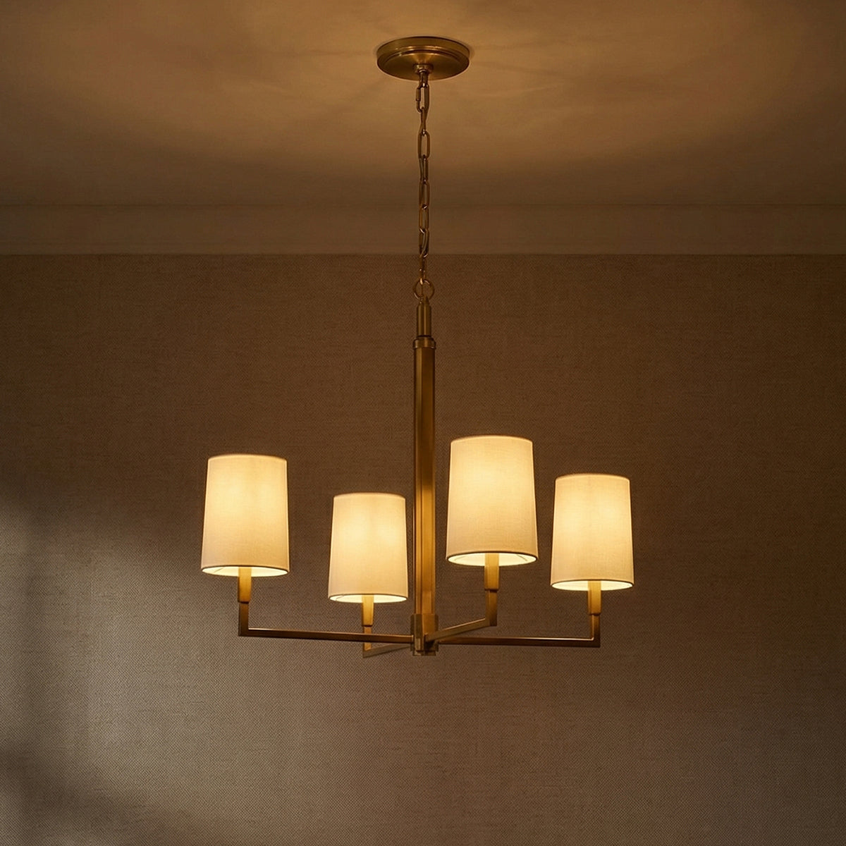 Andrew 4 Light Chandelier 27" for Modern home with Warm Beige Textured Walls