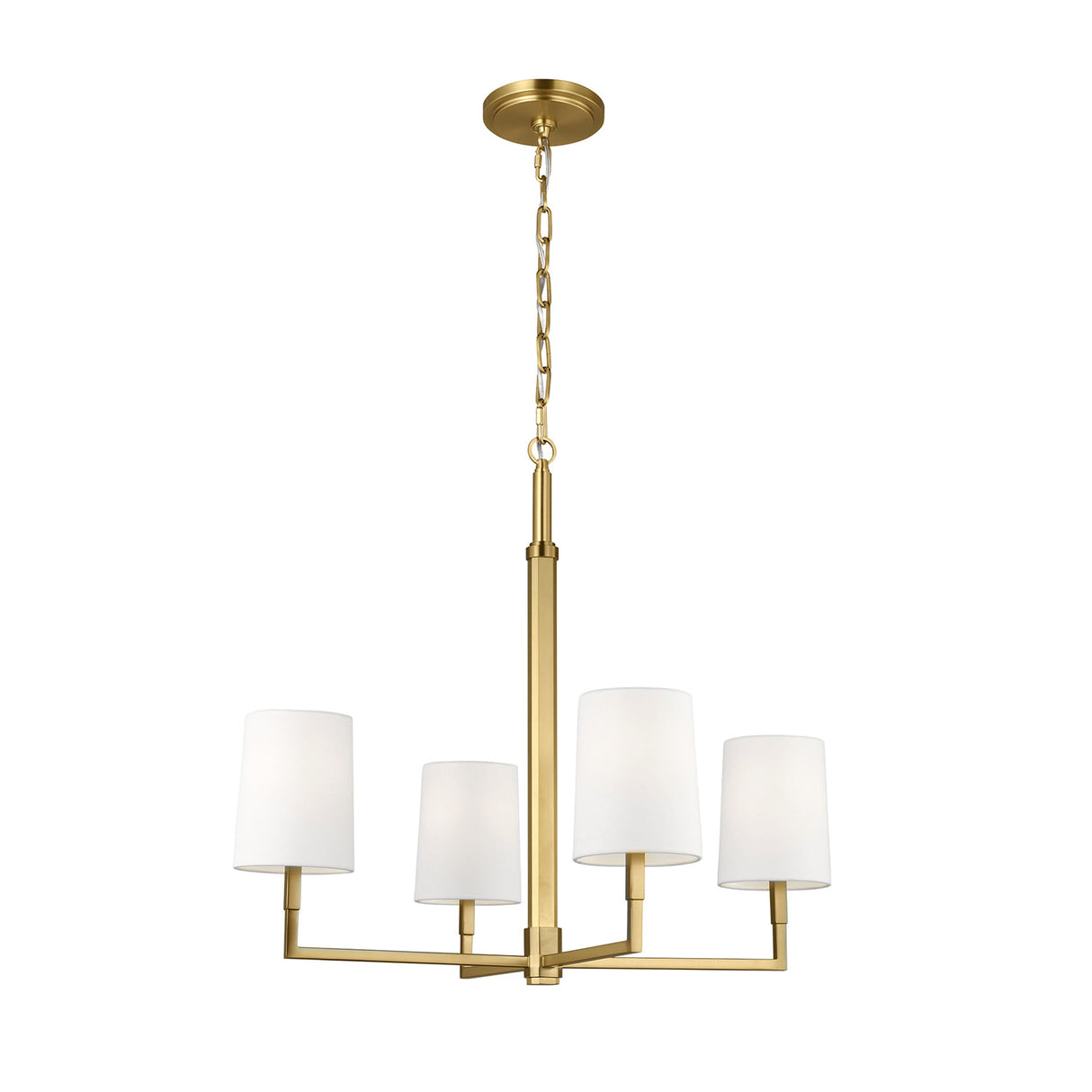 Andrew 4 Light Chandelier 27", Modern Brass