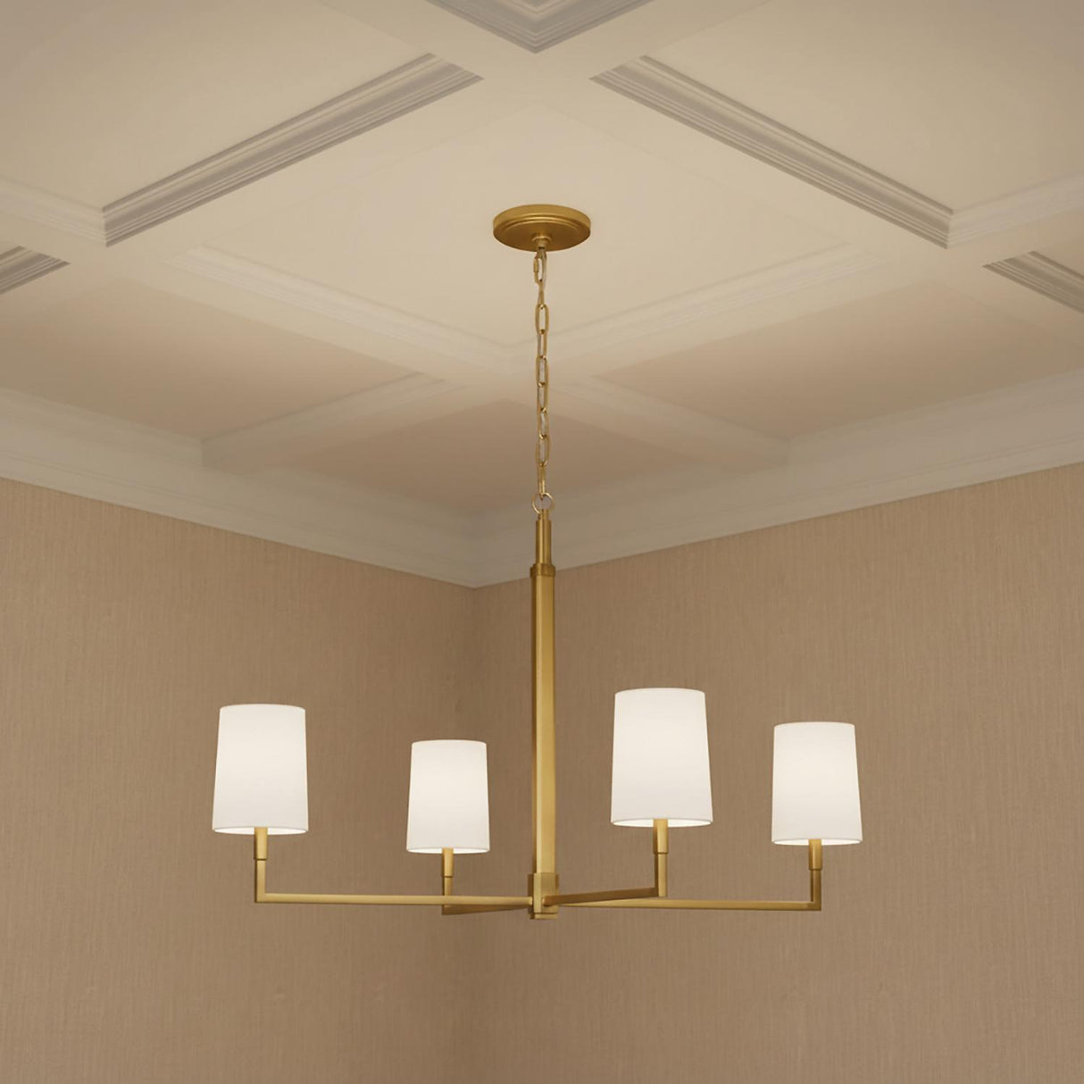 Andrew 4 Light Chandelier 36", Modern Brass