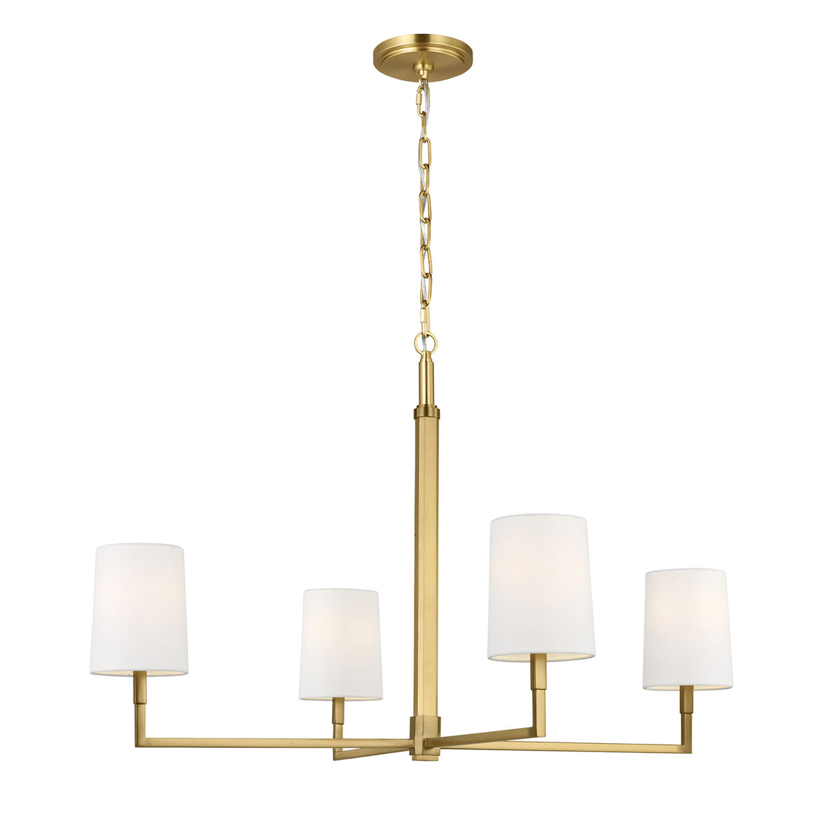 Andrew 4 Light Chandelier 36", Modern Brass