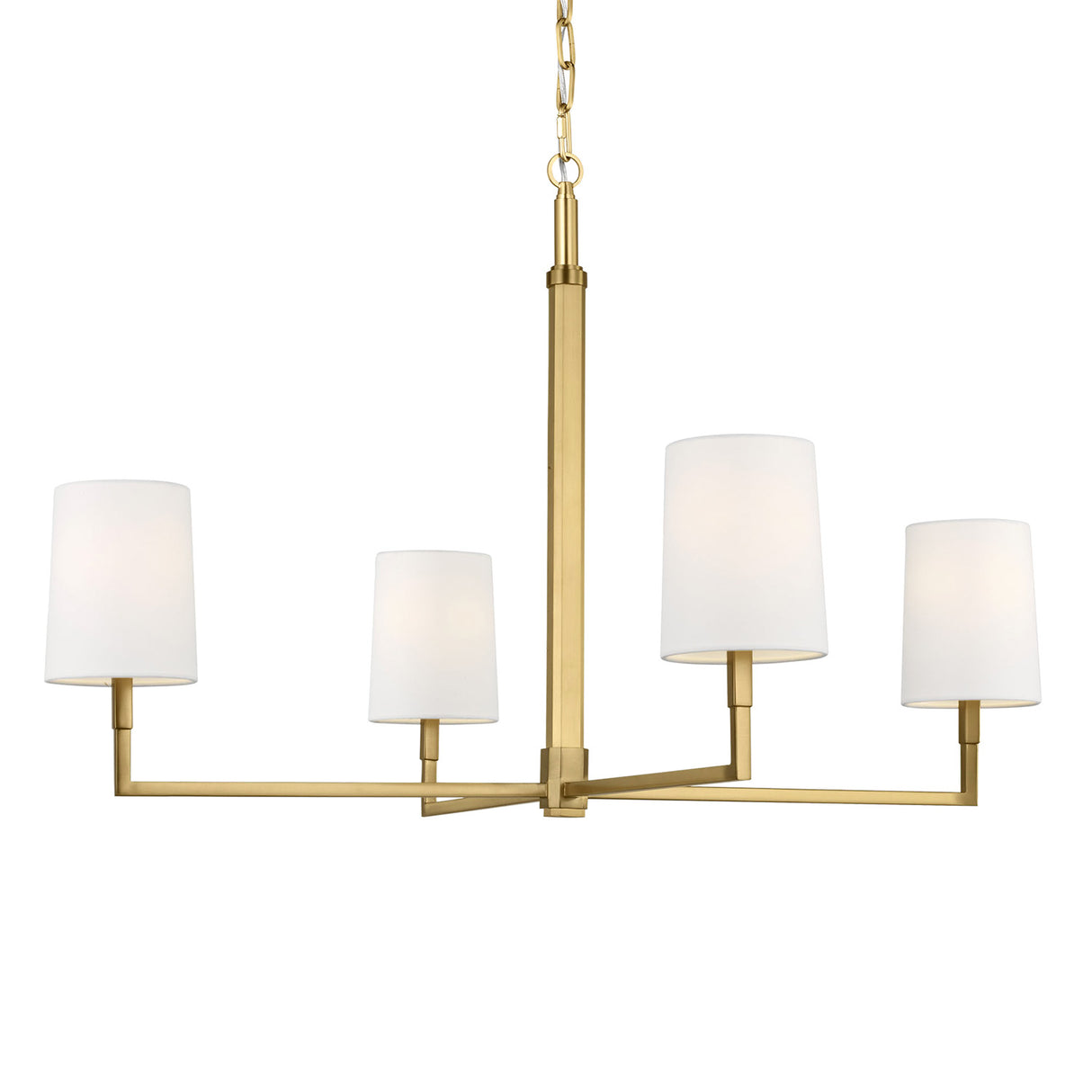 Andrew 4 Light Chandelier 36", Modern Brass