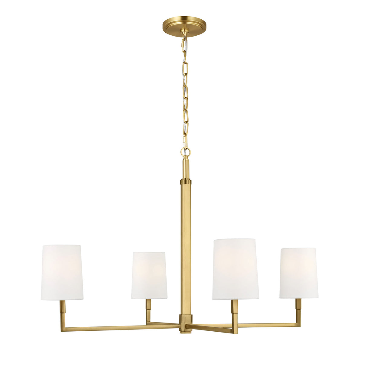 Andrew 4 Light Chandelier 36", Modern Brass