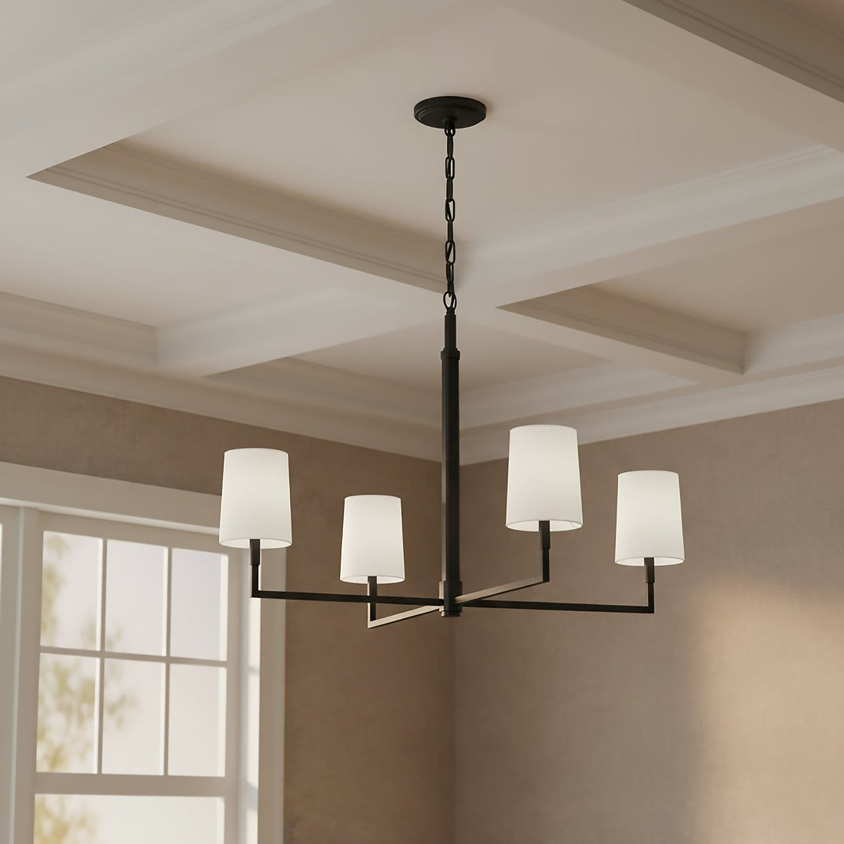 Andrew 4 Light Chandelier 36" for Transitional home with Beige Textured Walls