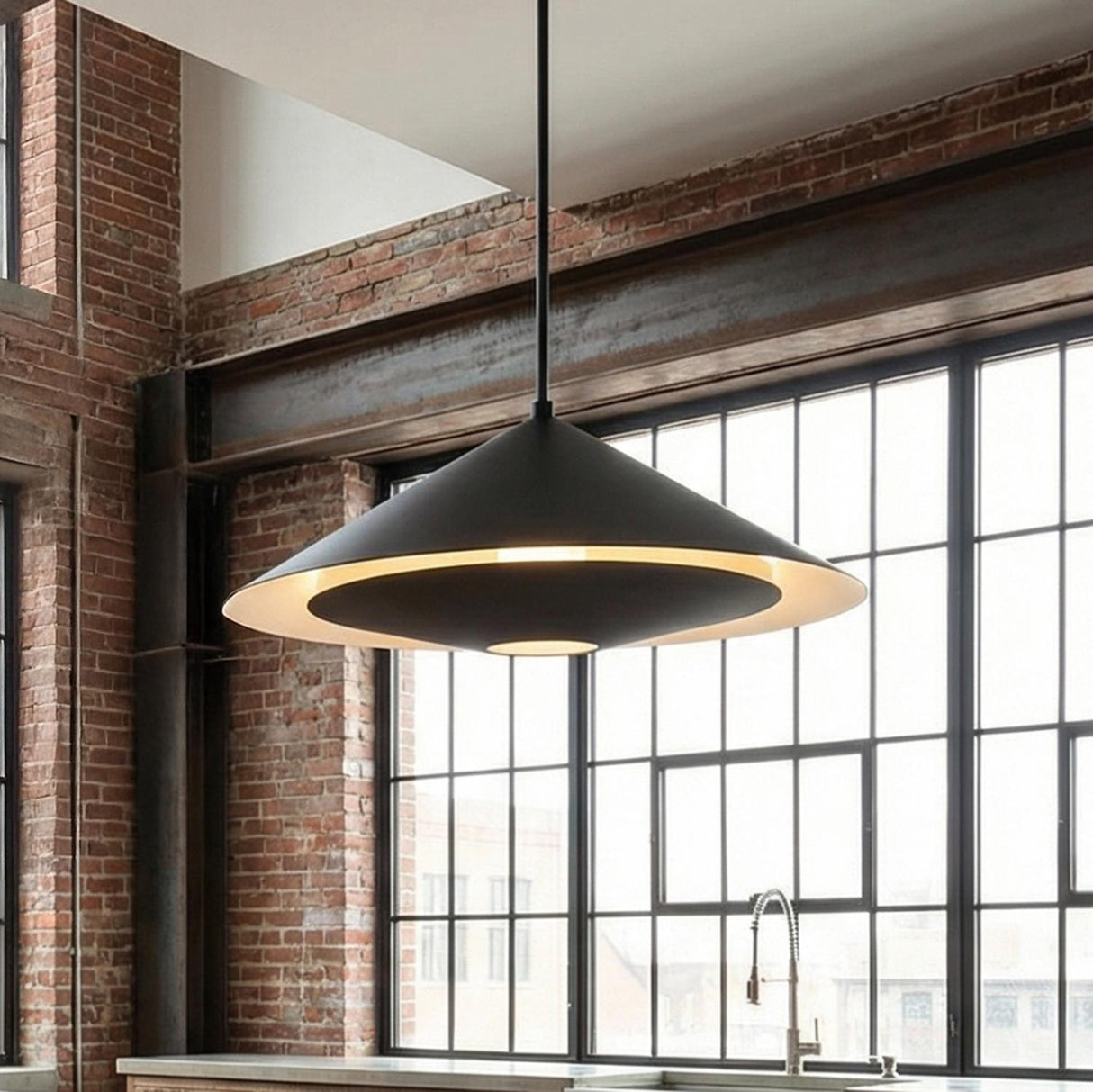 Belvin Large Pendant 24", Matte Black