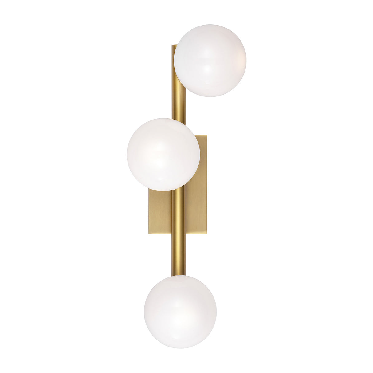 Veya 3 Light Wall Sconce 16", Modern Brass and Milk Glass