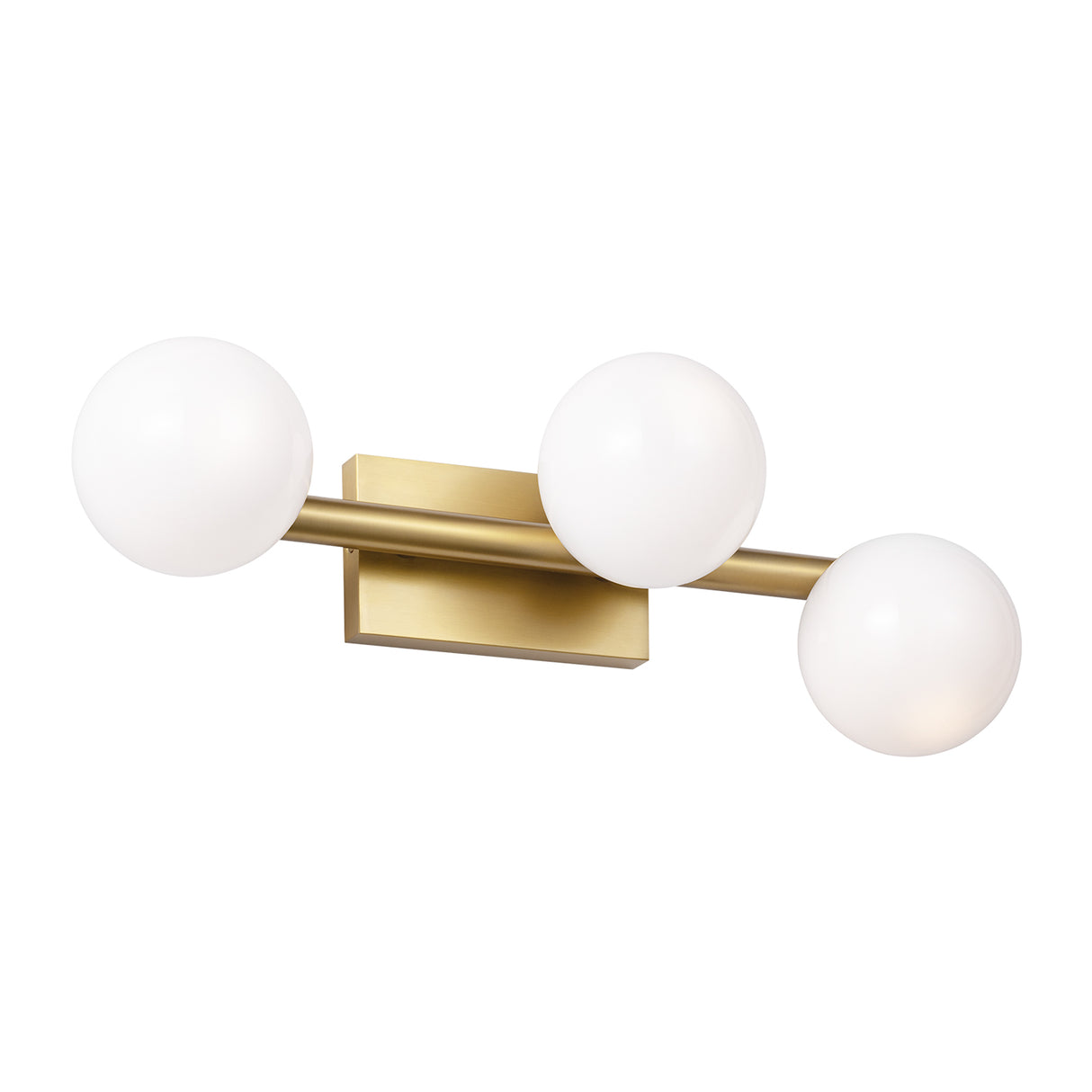 Veya 3 Light Wall Sconce 16", Modern Brass and Milk Glass