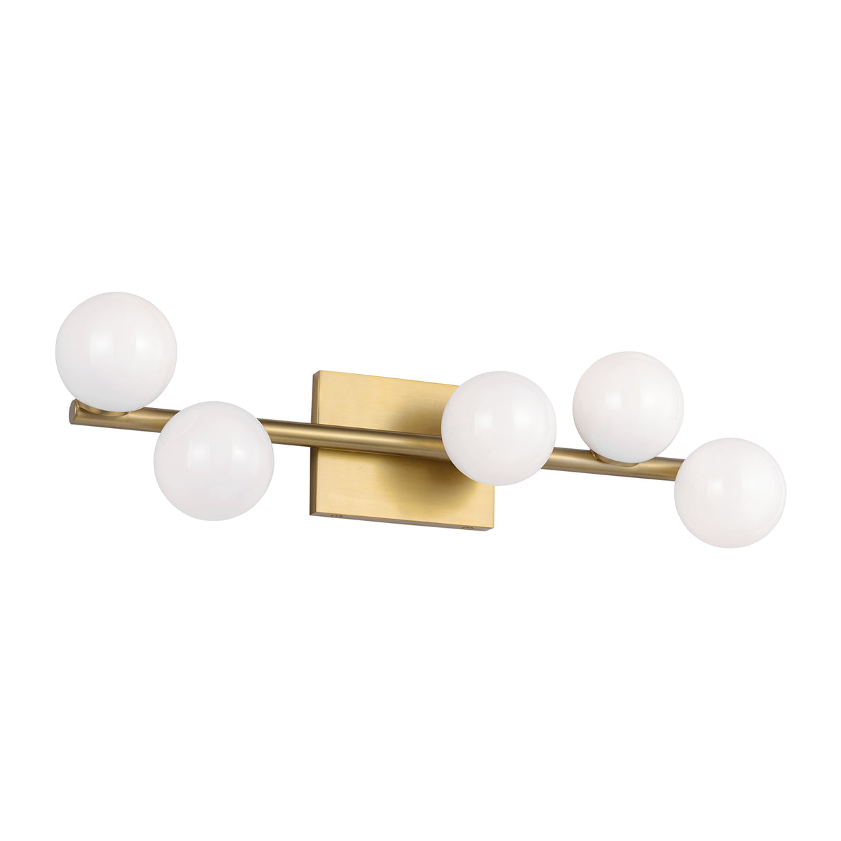 Veya 5 Light Wall Sconce 24", Modern Brass and Milk Glass