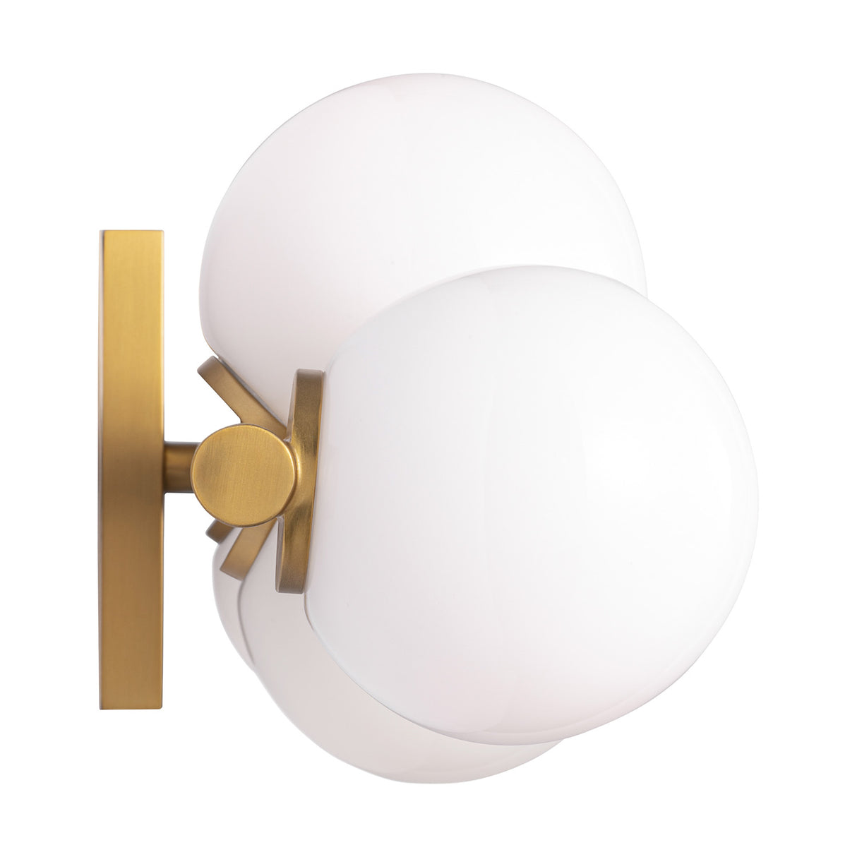 Veya 7 Light Wall Sconce 32", Modern Brass and Milk Glass
