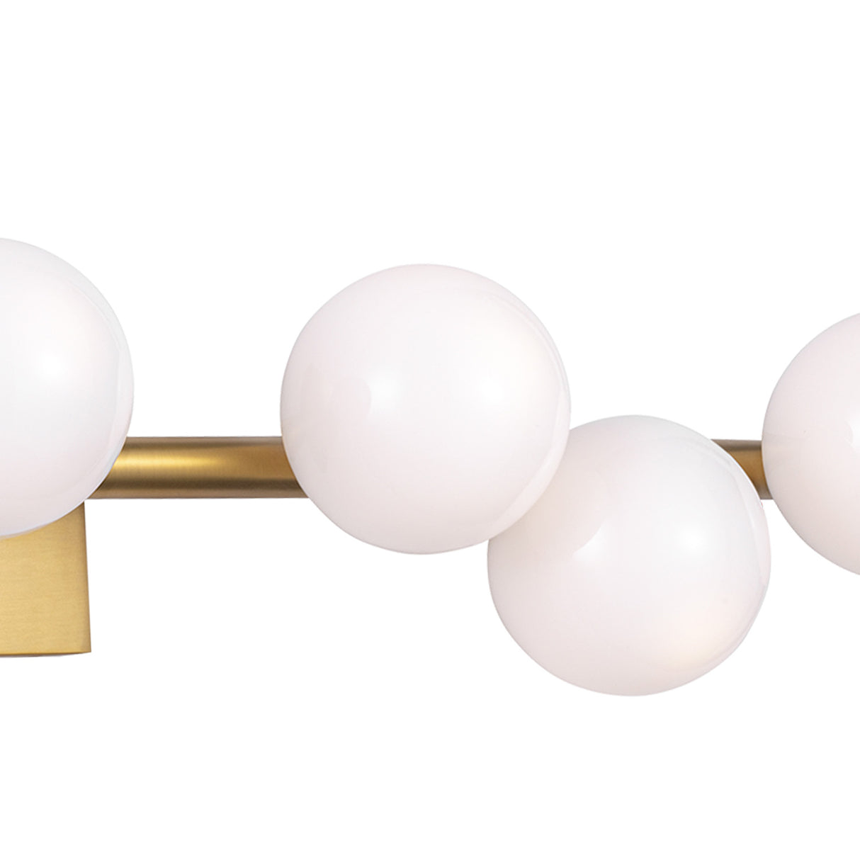 Veya 7 Light Wall Sconce 32", Modern Brass and Milk Glass