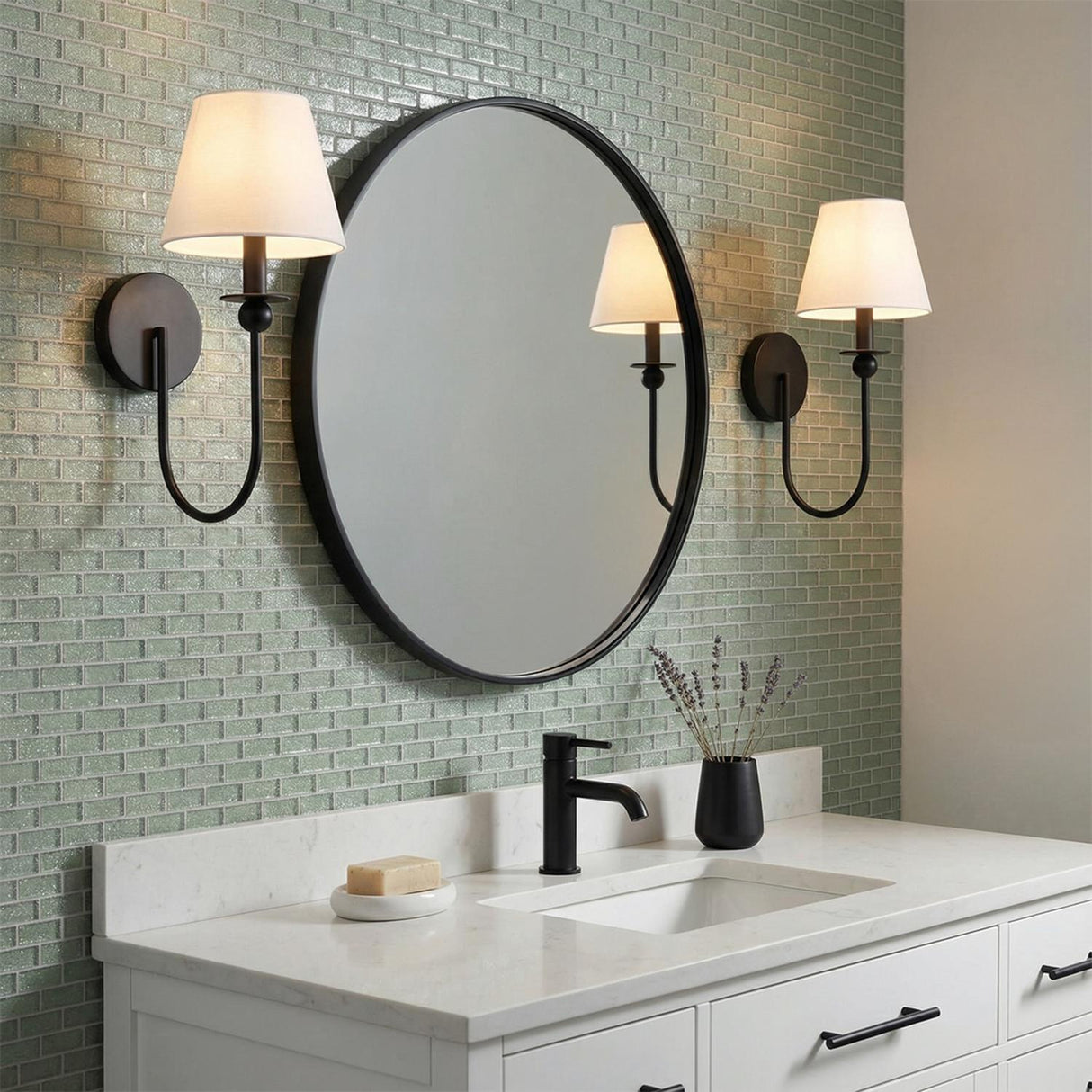 Anise Wall Sconce 15", Matte Black