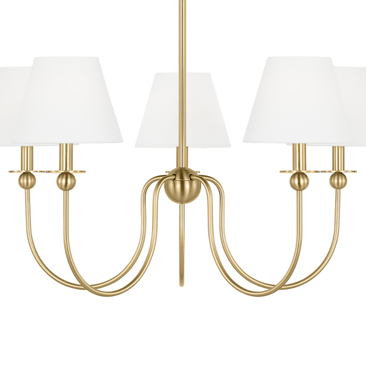 Anise 5 Light Chandelier 30", Satin Brass